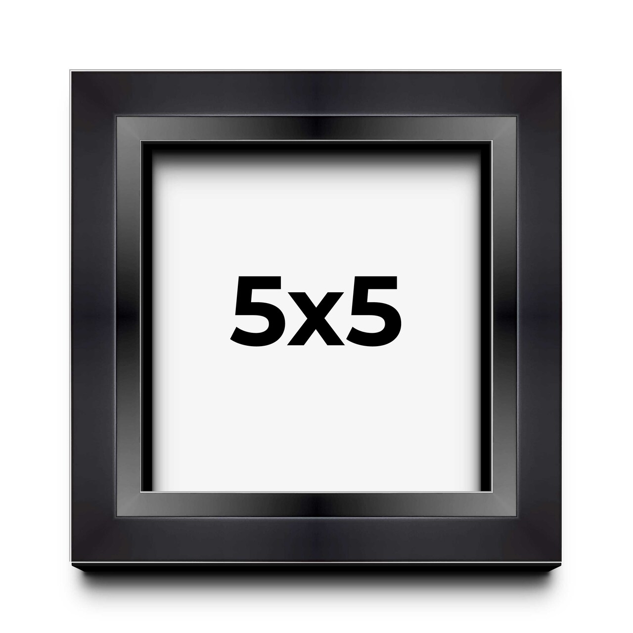 5x5 Minimalist Shadow Box Black Picture Frame - UV Acrylic, Backing, Hanging Hardware